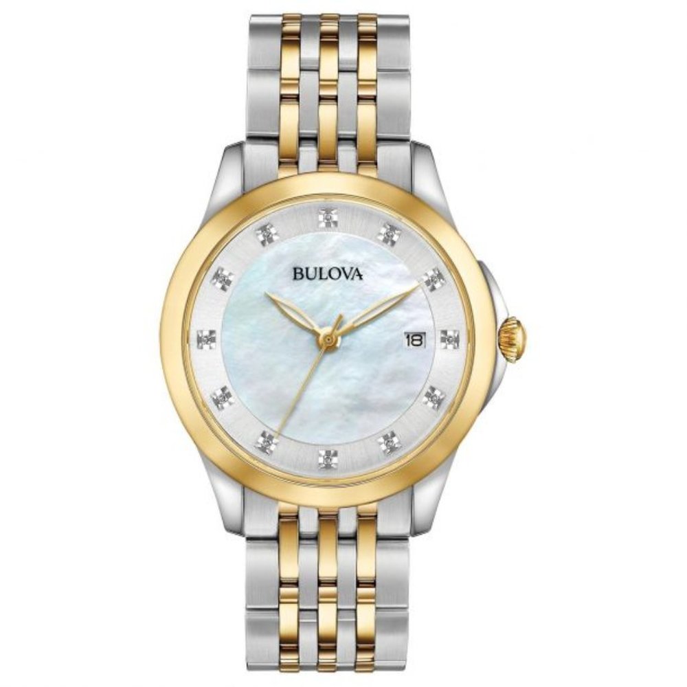 WOW! BULOVA DIAMOND ACCENT TWO TONE WATCH! 36MM!!
